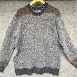 Irelandseye 100% Merino Wool Gray Knit Pullover Mens X-Large